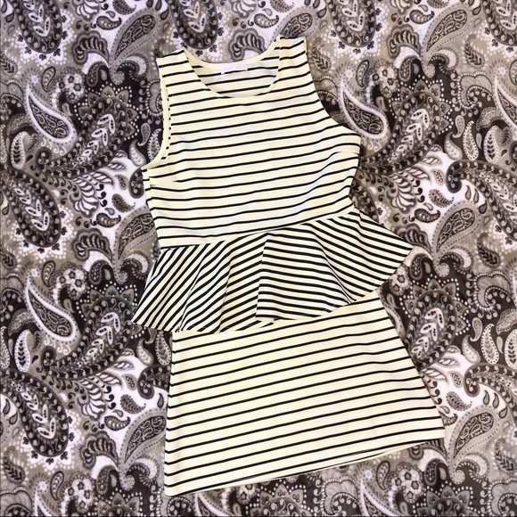 E Hyphen World Gallery Striped Peplum Dress - Picture 1 of 3